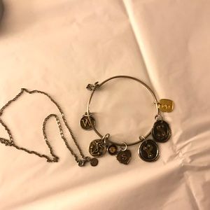 Waxing Poetic Lot Bracelet Necklace 7 Charms Sterling Silver